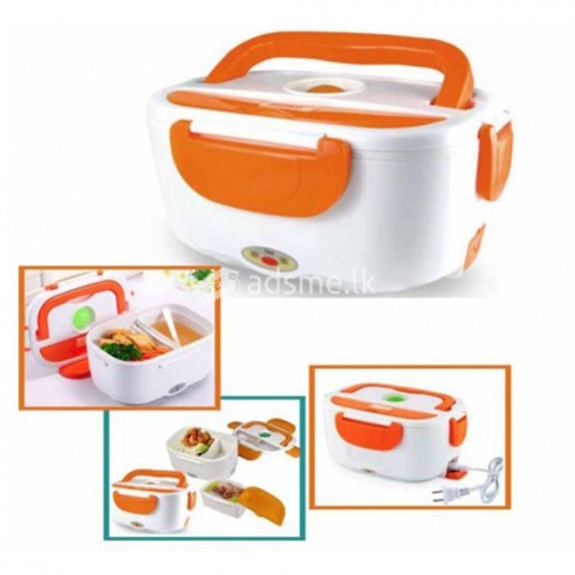 Plastic White And Orange Electric Lunch Box.