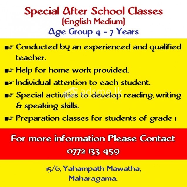 Primary  classes- Age 4 years to 7 years