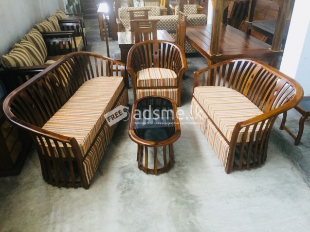 Teak 321 wattaka sofa set with stool