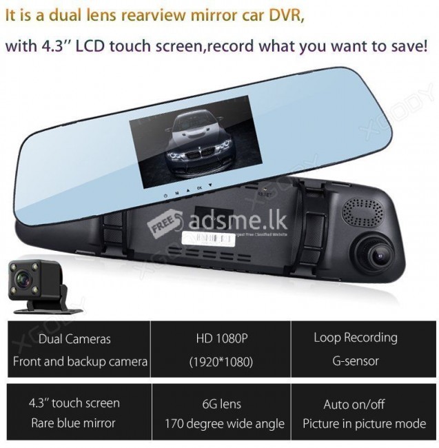 DVR Dual Lens Rearview Mirror Recorder