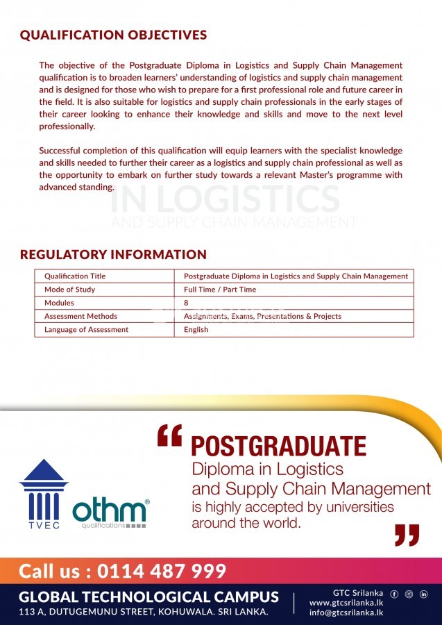 Post Graduate Diploma in Logistics and Supply Chain Management