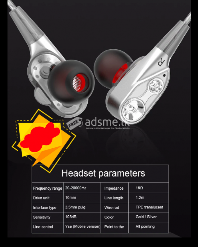 3.5mm In-Ear Double Speaker In-ear Double-coil Earphone