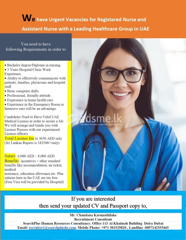 Registered Nurse and Assistant Nurse - Dubai