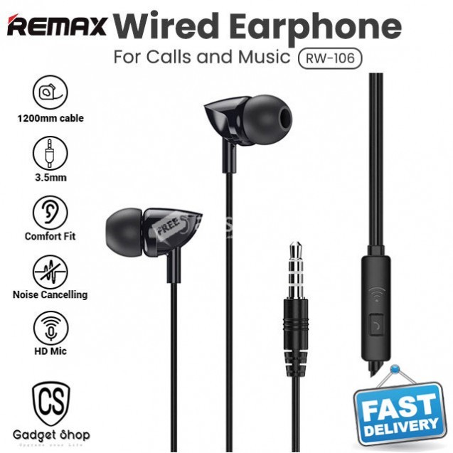 Remax RW-106 New Music White Color Earphone With HD Mic In-ear 3.5mm Jack Wire Headset For iPhone 6s 6 5s 5 Xiaomi Samsung Huawei Earbuds