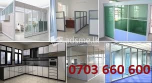 All kinds of glass and aluminium fabrication,Tempered glass,partition,shop front partition,casement windows,sliding windows,shower cubicles,sliding door