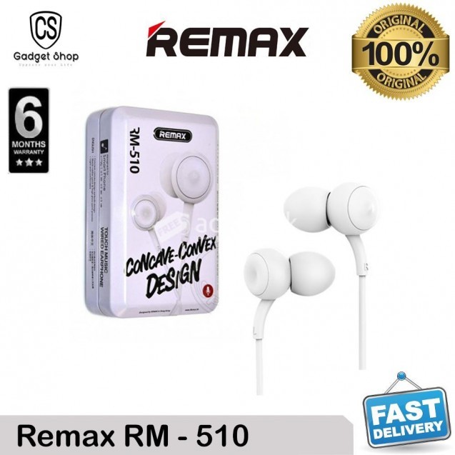 headset Remax RM-510 Original in-ear touch music call HD microphone 3.5mm White Color