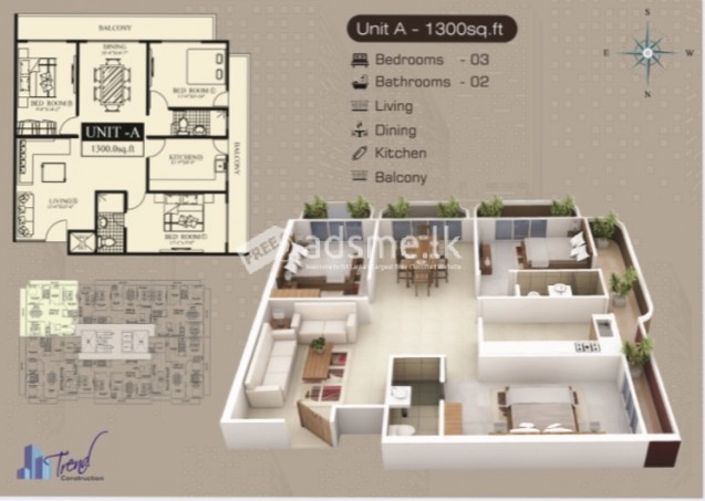 Brand New 3BR Apartment in Dehiwala