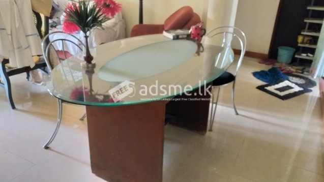 Wooden and glass top tables