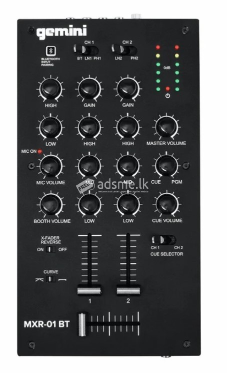 GEMINI MXR-01BT Two Channel Professional DJ Mixer with Bluetooth Input