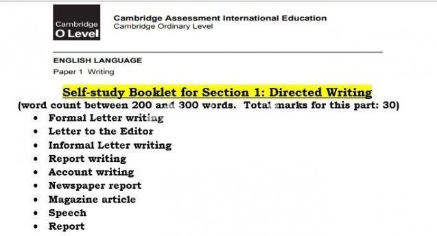 CAMBRIDGE ENGLISH DIRECTED WRITING - SELF STUDY GUIDE