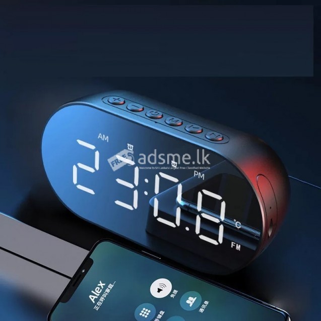 Wireless Bluetooth Speaker with FM Mini Card Mirror Alarm Clock Audio Stall Collection Voice Prompt