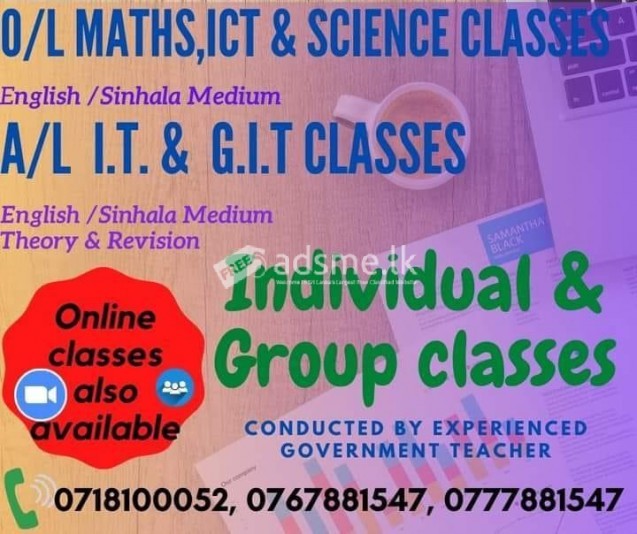 Grade 06- O/L Science, Information Technology ,A/L I.T.  tuition classes