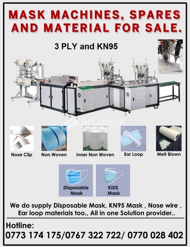 KN95 AND 3 PLY MASK MACHINES FOR SALE