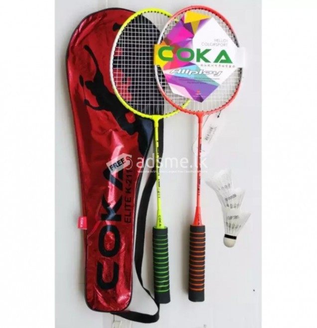 Badminton rackets with 2 shuttle cocks and cover