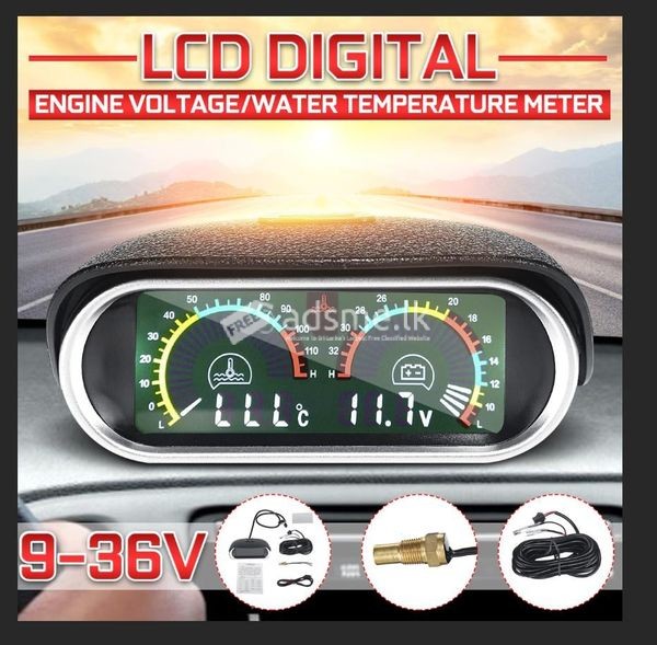 2in1 LCD Car Digital Gauge Voltage/Water Temperature Meter Rs.6,000/-