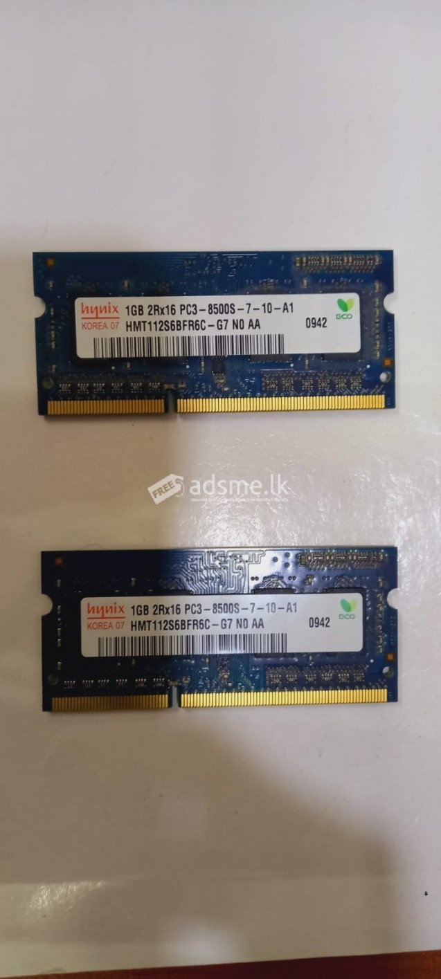 Macbook 2 X 1GB 2R X16 PC3 - 8500 MHZ 1066 SODIMM MEMORY RAM