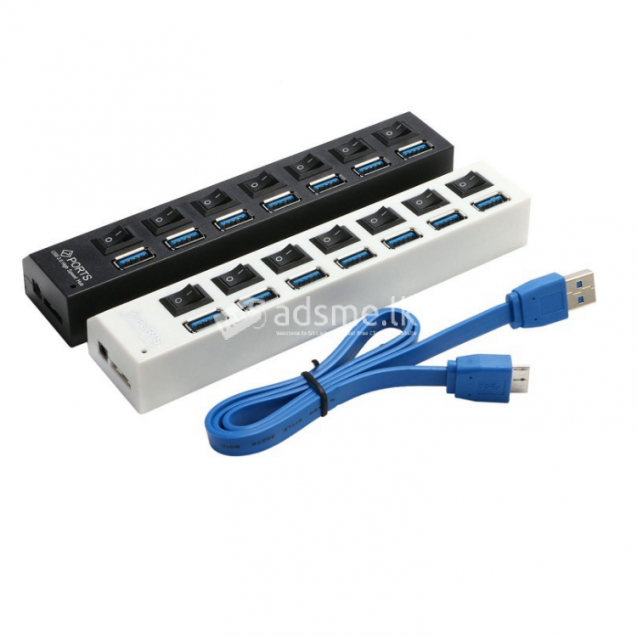 USB 3.0 Hub 5Gbps High Speed Multi USB Splitter 3 Hab Use Power Adapter 7 Port Multiple Expander Hub With Switch For PC Laptop