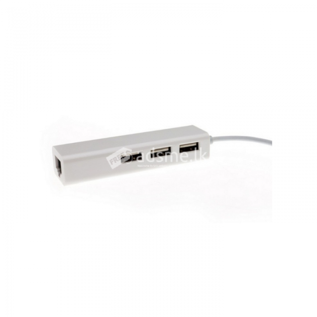 USB 2.0 RJ45 Network LAN Ethernet Adapter 3 Port USB Hub White