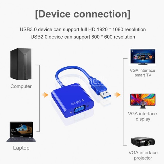 USB 3.0 To VGA Adapter Multi-Display Converter External Video Graphic Card Portable USB 3.0 To Female VGA Converter for PC HDTV