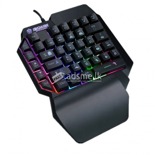BAJEAL F6 One-handed Keyboard Colorful Backlight Non-mechanical Player Unknown's Battle grounds Gaming Keyboard
