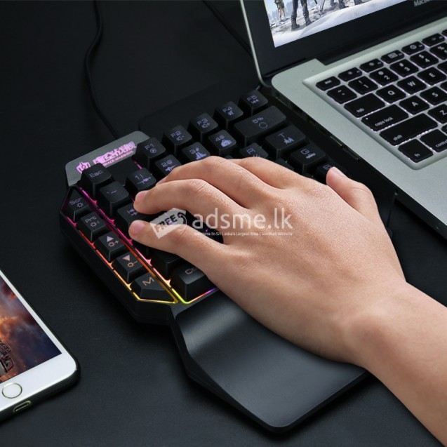 BAJEAL F6 One-handed Keyboard Colorful Backlight Non-mechanical Player Unknown's Battle grounds Gaming Keyboard