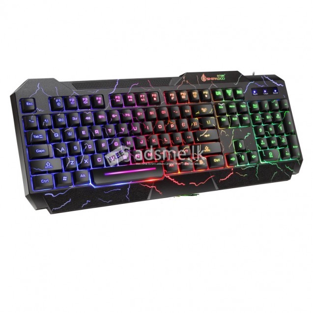 Computer Accessories- Shipadoo K620 Wired Keyboard Colorful Crack Backlit Gaming Robot Feel USB Computer Gaming Keyboard