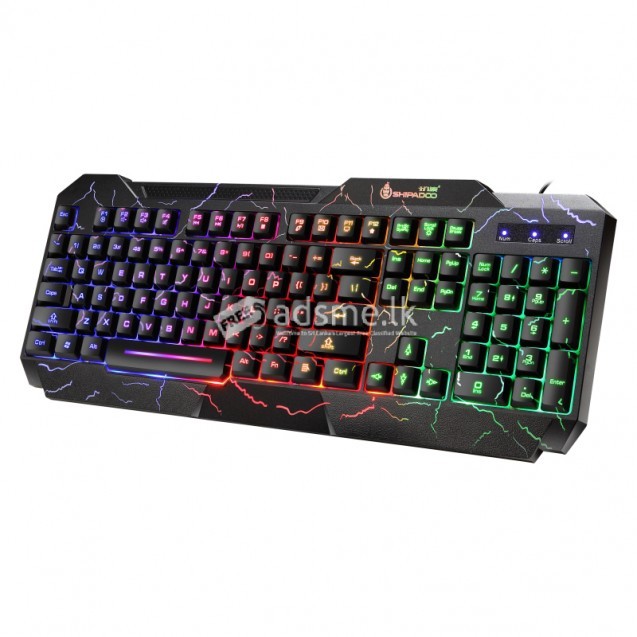 Computer Accessories- Shipadoo K620 Wired Keyboard Colorful Crack Backlit Gaming Robot Feel USB Computer Gaming Keyboard