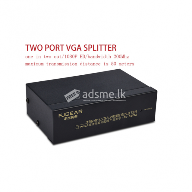 VGA splitter 2 port 1 input 2 output 250MHz VGA 1 by 2 one computer connect two monitor display in the same time VGA 1920*1440