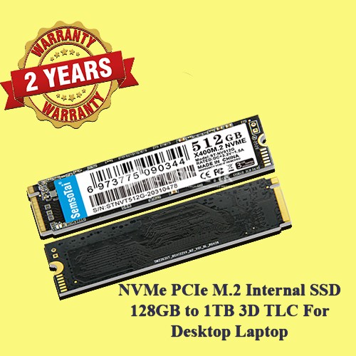 NVMe PCIe X400 M.2 Internal SSD 128GB 3D TLC For Desktop Laptop