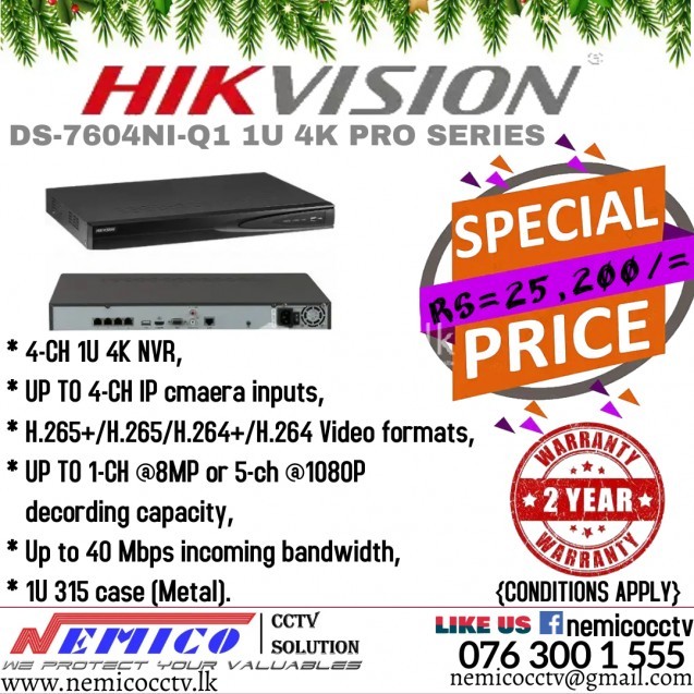 HIKVISION 4-CH/1U/4K/ NVR