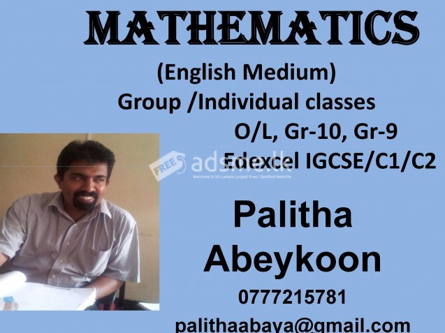 Maths tuition -O/L ,Gr10 (SINHALA/ ENGLISH MEDIUM)
