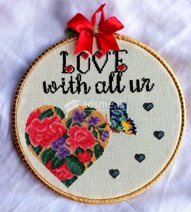 Valentine's day gift-cross stitch wall hanging