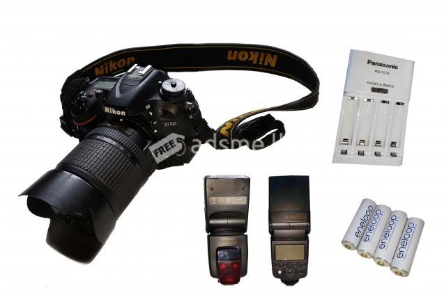 Nikon D7100 Camera With  Flash Gun (Yongnuo Yn568Ex Model ) & 4 Batteries, Chager (Panasonic Eneloop) and Dry Box