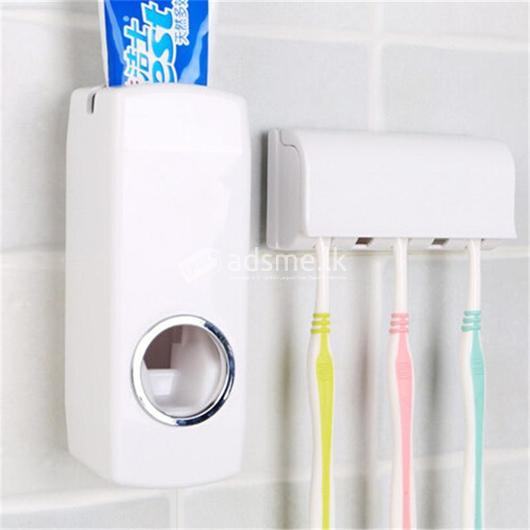 Tooth Paste Dispenser And Brush Holder - White