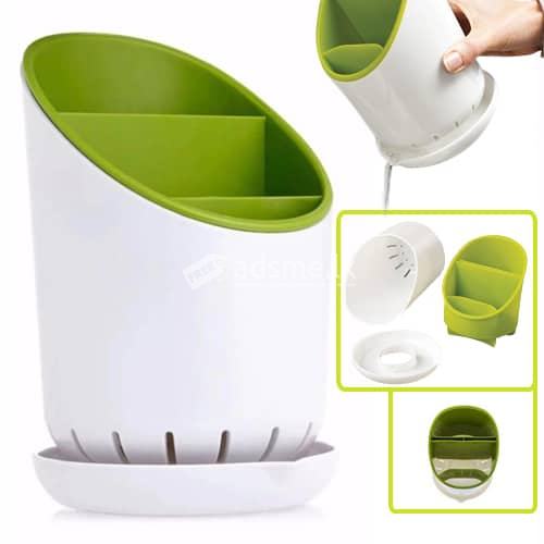 Cutlery Drainer And Organizer - Dock White And Green
