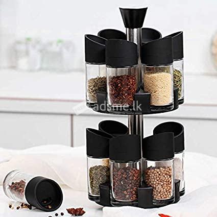 Spice Rack 12 pcs rotating spice rack double laye 360 rotating Spice ...
