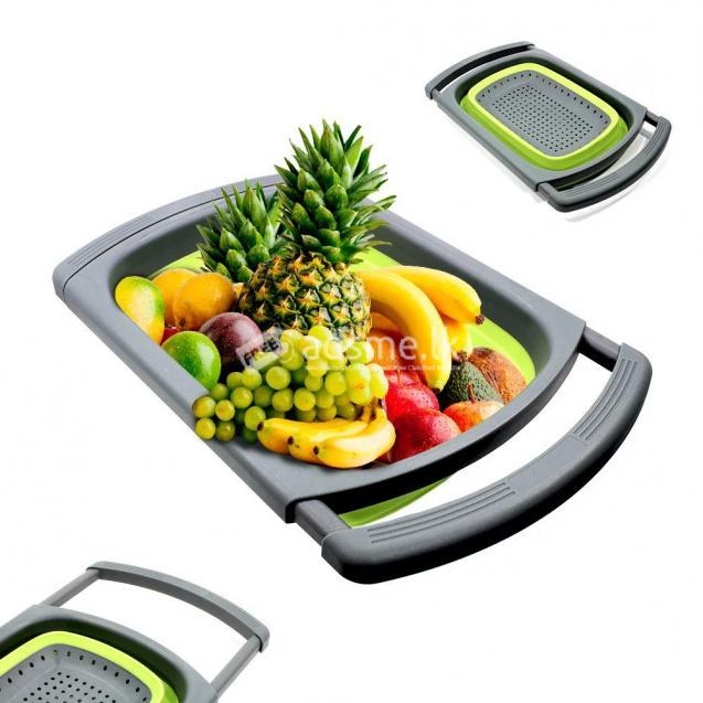 Foldable Drain Basket Kitchen Colander Fruit Vegetable Drainer Washing Basket Over The Sink Adjustable Basket Kitchen Tool