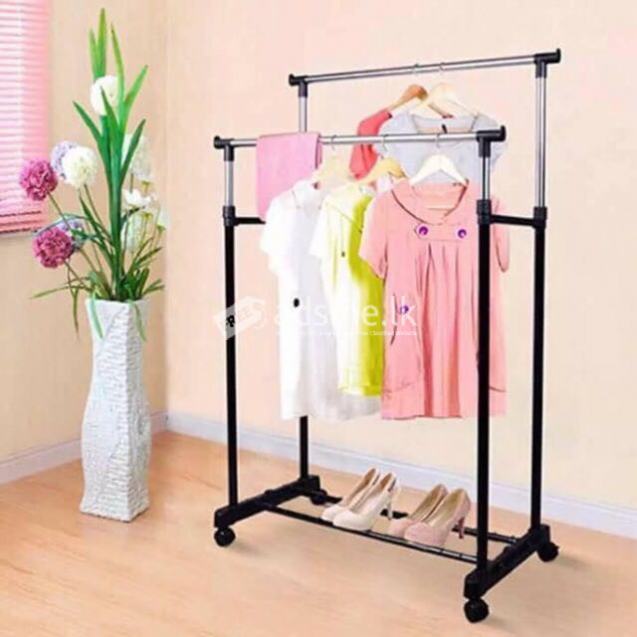 Durable Design Double Pole Clothes Hanger Rack