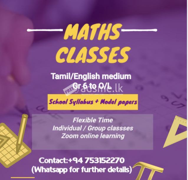 Maths classes for gr6 to O/L ( Tamil& English medium)