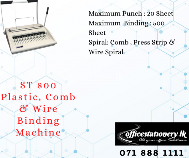ST 800 Plastic, Comb & Wire Binding Machine