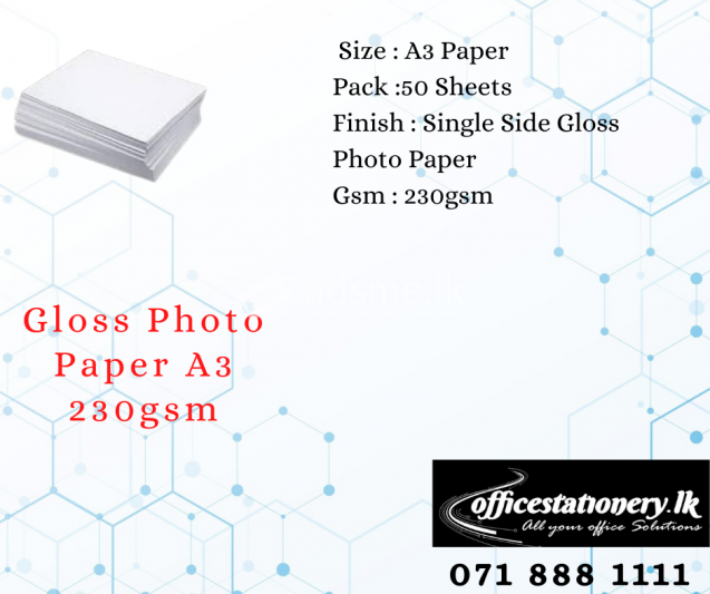 A3 230gsm Gloss Photo Paper
