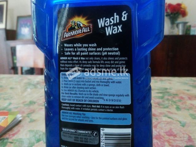Car washing and waxing liquid.