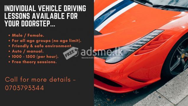 Individual Driving Classes For Your Doorstep...!!    (Practical & Theory)