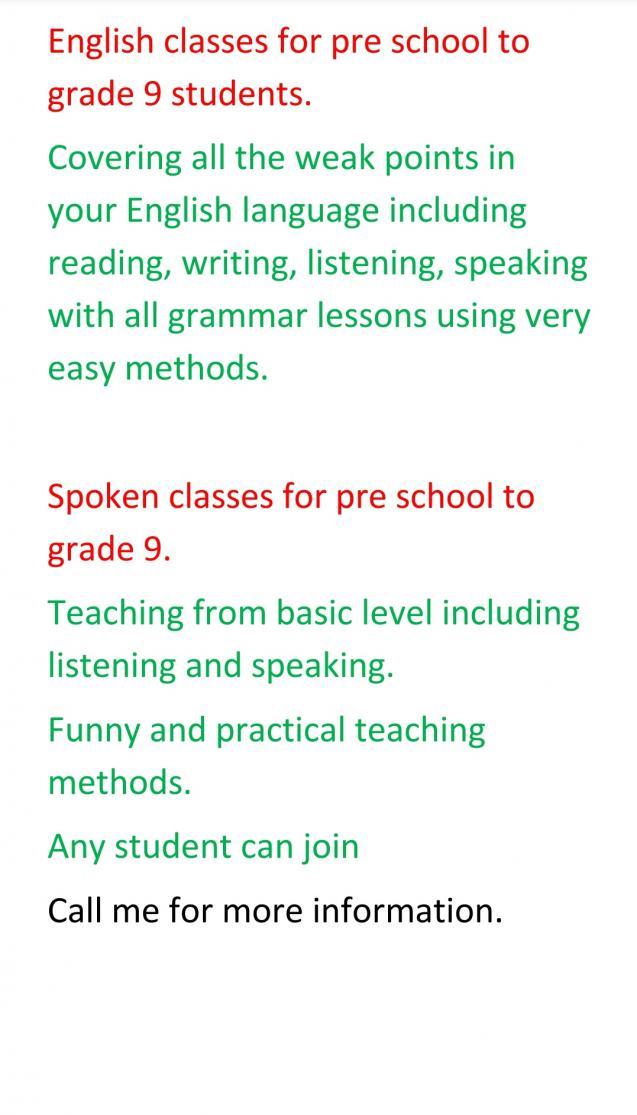 English spoken & syllabus classes for students