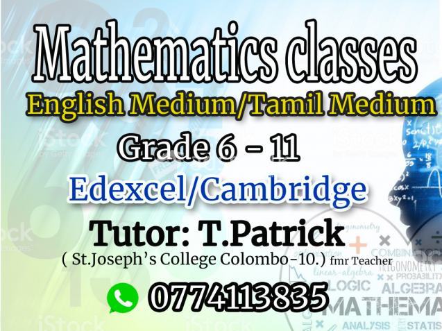 Mathematics classes.Teacher (st Joseph's college. colombo 10. English medium