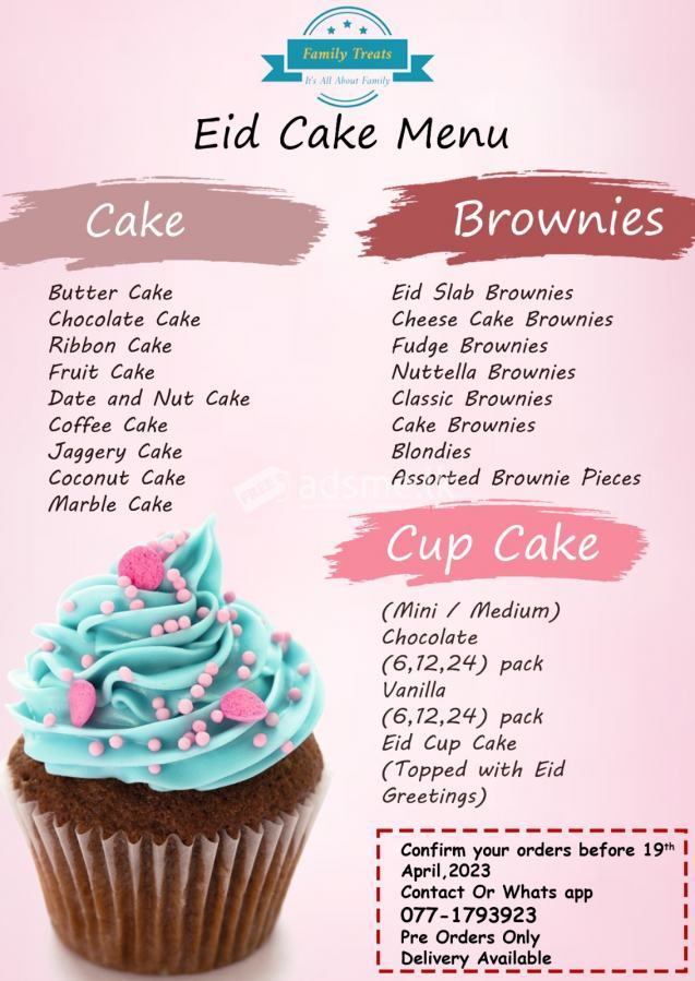 Cupcakes and cakes baked freshly when you order