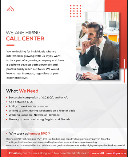 Vacancy For Call Center in Nawala/ Havelock