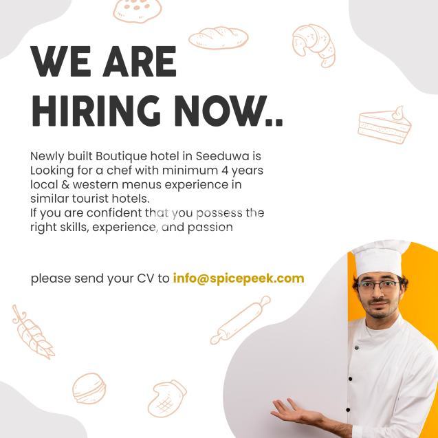 Chef for a Boutique Hotel in Katunayake