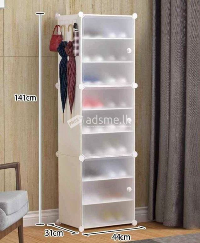 Quality-DIY PP 9 Layer 3 Doors Shoe Rack (Pink or White)