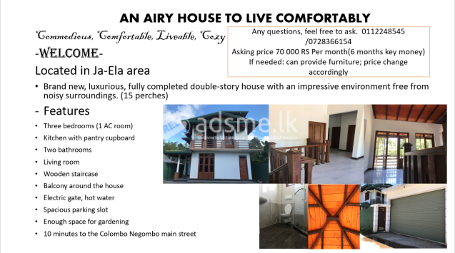 commodious house for rent